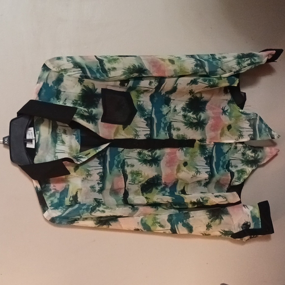 Love Tree Sheer button down shirt with tie front - Picture 1 of 6